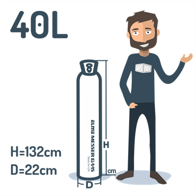 Medical carbon dioxide 40L (30kg) 27"